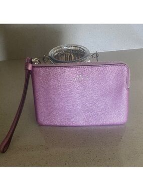 Coach Metallic Pink Wristlet Clutch